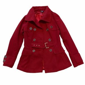 Red pea coat, great condition!